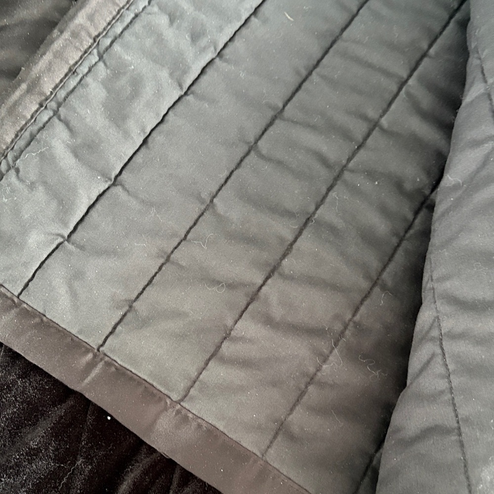 Black Velvet and Satin Striped King Size Coverlet - Picture 4 of 6